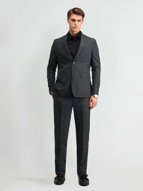 Arrow Grey Regular Fit Texture Two Piece Suit
