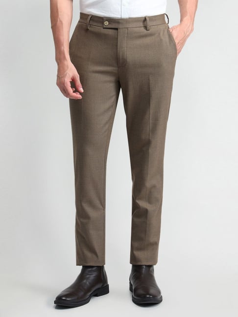 Arrow Brown Regular Fit Trousers-picture-28