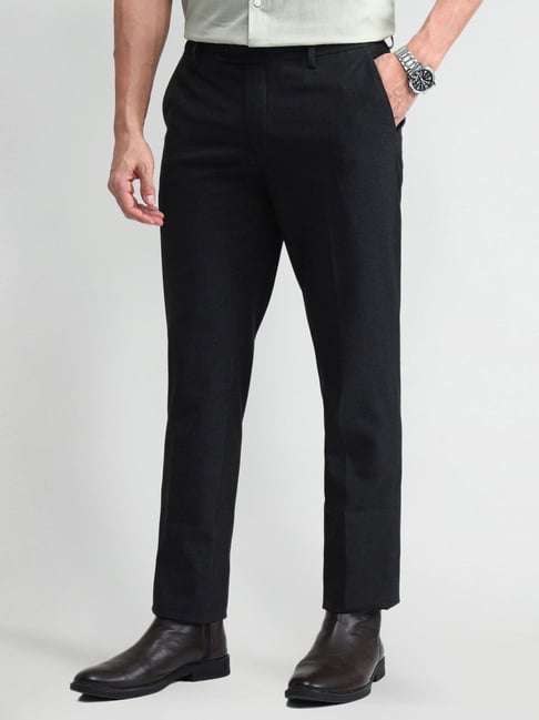 Arrow Grey Regular Fit Texture Trousers-picture-28