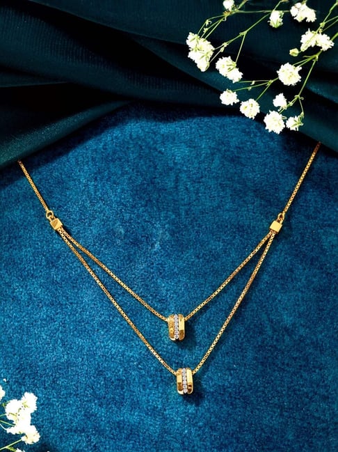 P.N.Gadgil Jewellers Double Glimmer Yellow Gold Short Necklace For Women