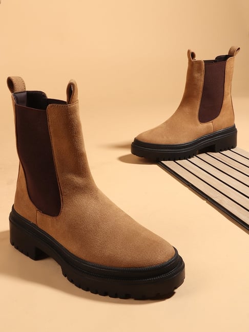 Buy Carlton London Women's Tan Chelsea Boots for Women at Best