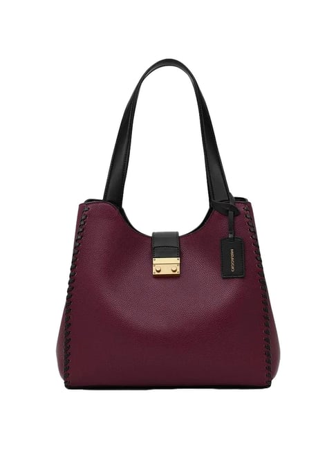 Miraggio Wine Solid Large Shoulder Handbag