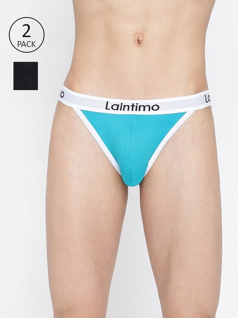 La Intimo Black & Teal Blue Comfort Fit Briefs - Pack Of 2-picture-17