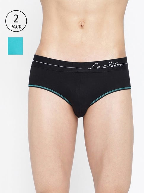 La Intimo Black & Teal Blue Comfort Fit Briefs - Pack Of 2-picture-13
