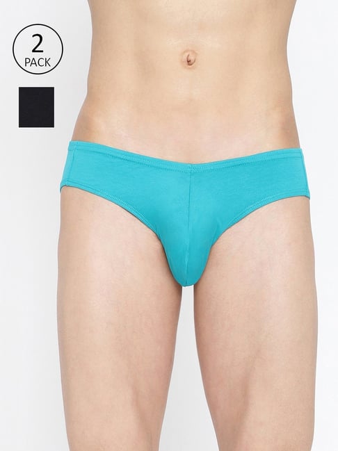 La Intimo Black & Teal Blue Comfort Fit Briefs - Pack Of 2-picture-15