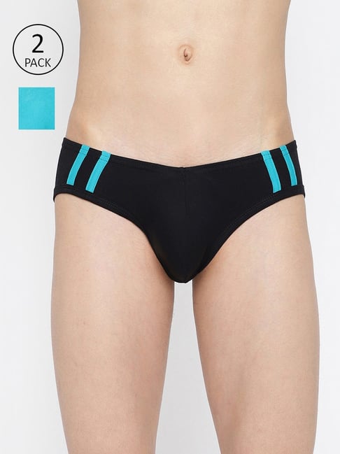 La Intimo Black & Teal Blue Comfort Fit Briefs - Pack Of 2-picture-20
