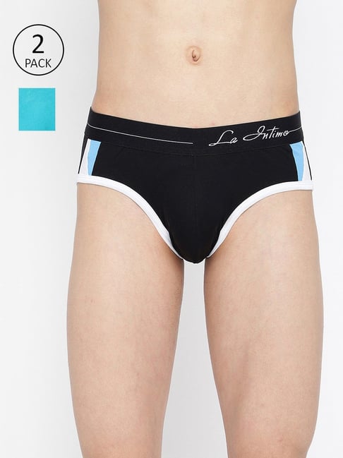 La Intimo Black & Teal Blue Comfort Fit Briefs - Pack Of 2-picture-19