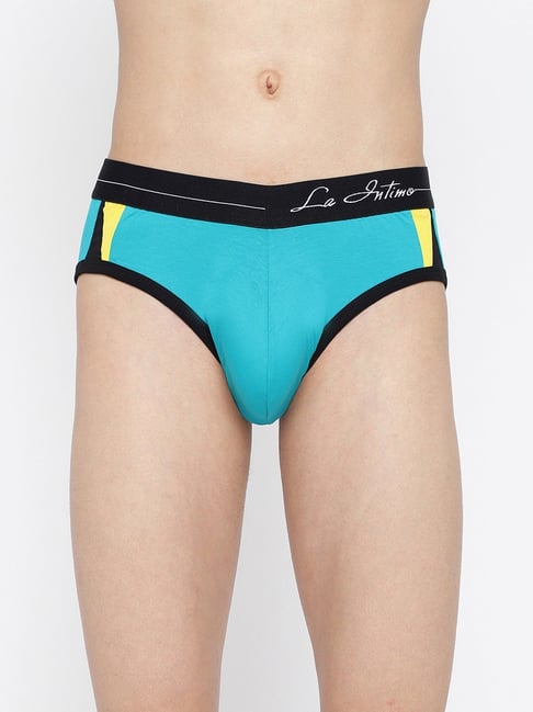 La Intimo Teal Blue Comfort Fit Colour Block Briefs-picture-22