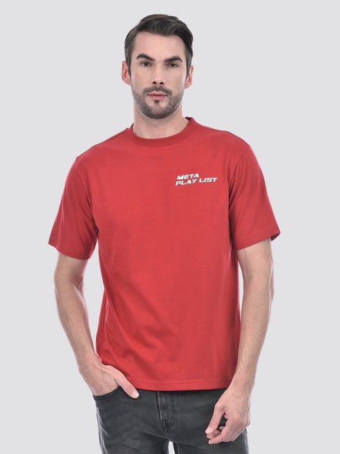 Numero Uno Red Cotton Oversized Printed T-Shirt-picture-14