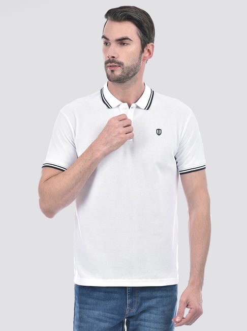 Numero Uno White Regular Fit Striped Polo T-Shirt-picture-15