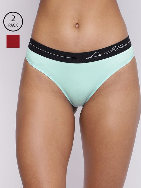 La Intimo Maroon & Sea Green Comfort Fit Panties - Pack Of 2-picture-10