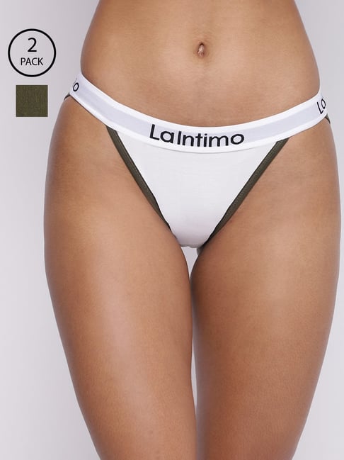 La Intimo White & Olive Comfort Fit Panties - Pack Of 2-picture-25