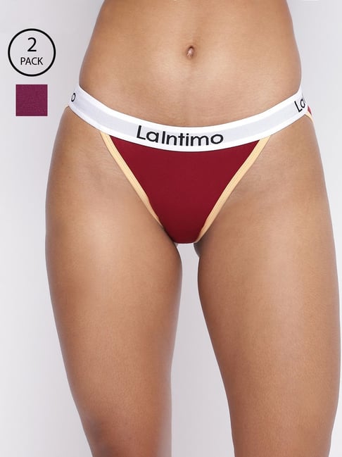 La Intimo Maroon & Purple Comfort Fit Panties - Pack Of 2-picture-12