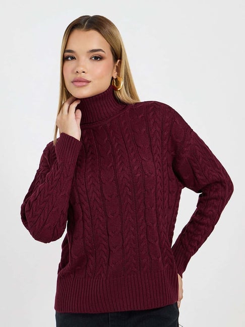 Styli Burgundy Plain Sweater-picture-17