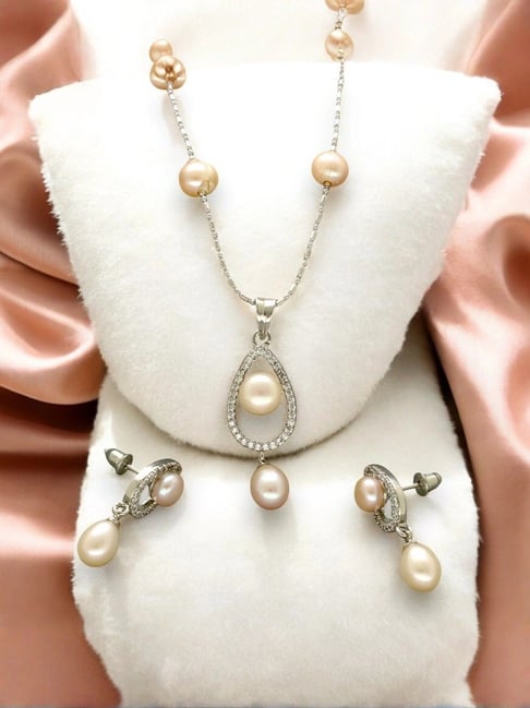 Sri Jagdamba Pearls Tasha Pearl Pendant Set for Women-image-44