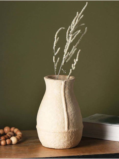 FIG Living Creme Paper Mache Vase