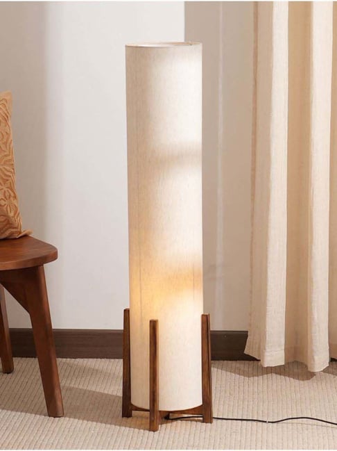 FIG Living Off-White Gauze Cotton Four Finger Floor Lamp