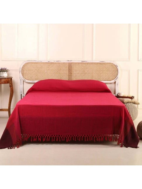 Peepul Tree Berry Cotton 300 TC Double Bed Cover