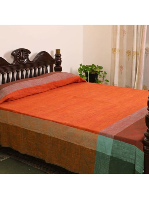 Peepul Tree Marigold Rust Cotton 300 TC Marigold Collection Bed Cover