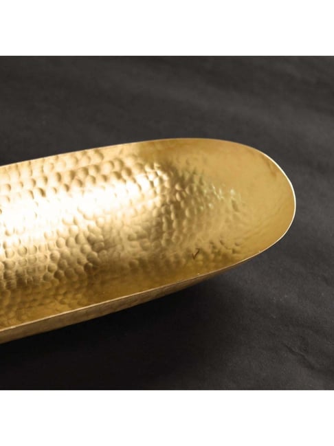 Peepul Tree Brass Serving Tray Platter Matt Finish Hammered Serveware  Kitchen Decor Items