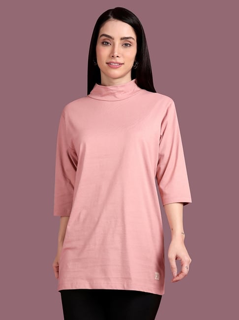 Buy TWIN BIRDS Cinnamon Solid Elbow sleeves T-Shirt for Women