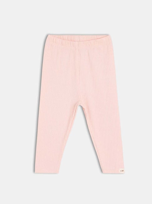 MINIKLUB Girls Pink Cotton Textured Legging