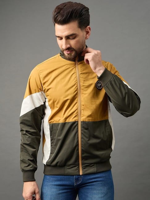 Club York Mustard Regular Fit Colour Block Jackets
