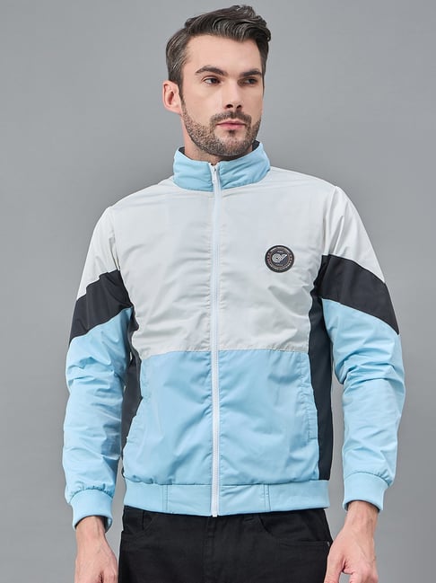 Club York White Regular Fit Colour Block Jackets