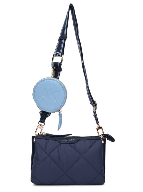 Anne Klein Blue Solid Cross Body Bag with Pouch