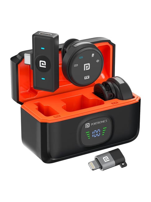 Portronics Black Vlogmate 3 Dual Wireless Collar Lapel Microphone