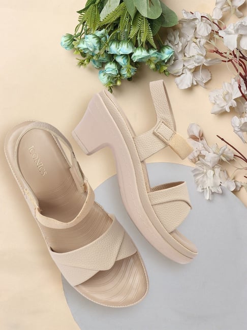 Iconics Women's Cream Ankle Strap Sandals-picture-10