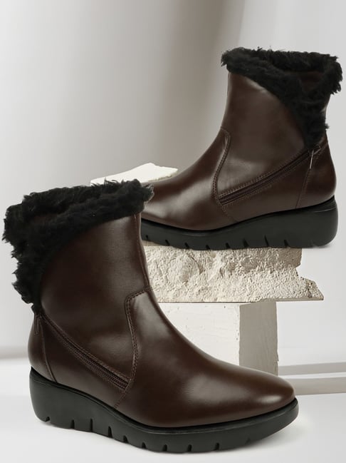 Elle Women's Brown Wedge Booties-picture-27
