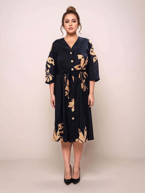 Zink London Black Cotton Printed Dress-picture-19