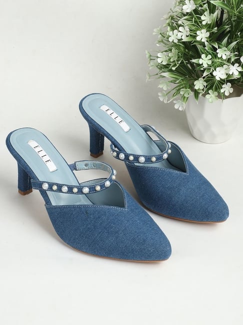 Elle Women's Blue Mule Shoes-picture-44