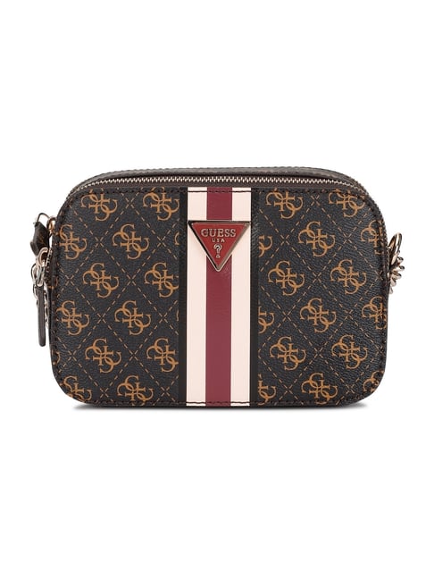Guess Women Brown Printed Crossbody Camera Bag