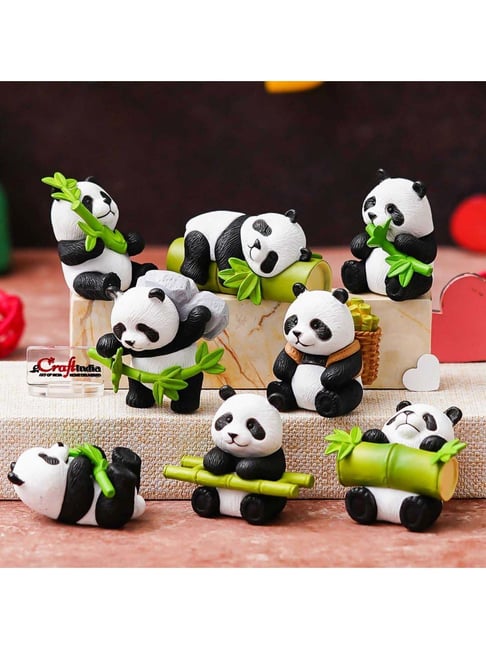 eCraftIndia Multicolor Resin Cute Panda With Bamboo Showpiece - Set of 8-picture-42