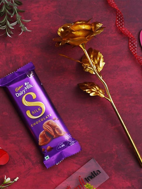 eCraftIndia Golden Rose & Cadbury Dairy Milk Silk Chocolate Combo-picture-14