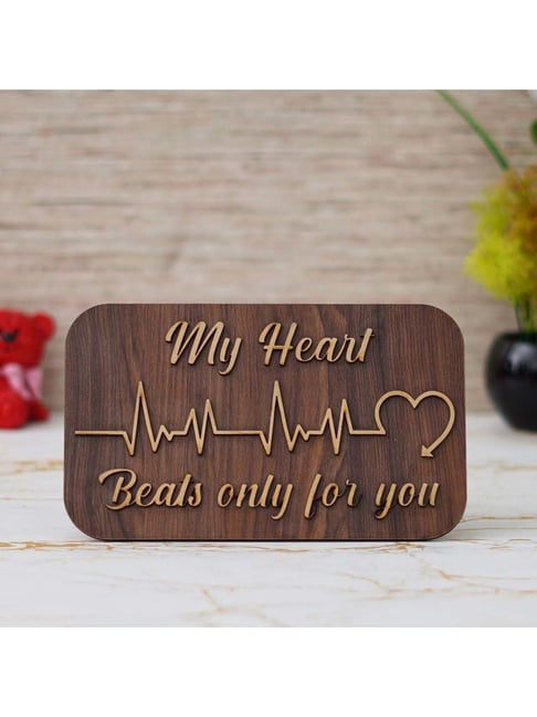 eCraftIndia Wooden My Heart Beats Only For You Showpiece & Little Trees Air Freshener Black Ice-picture-42