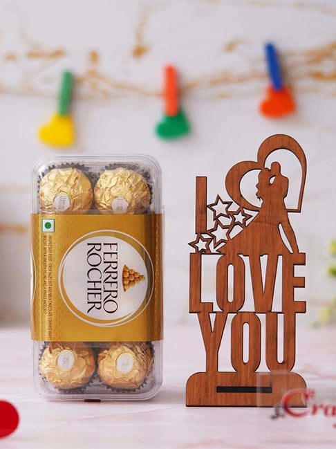 eCraftIndia Romantic Kissing Couple Showpiece & Ferrero Rocher Chocolates (8 Pcs)-picture-38