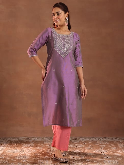 Gerua by Libas Purple Embroidered Kurta-image-12