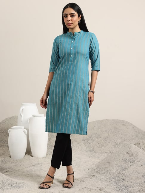Libas Blue Striped Kurta-picture-32