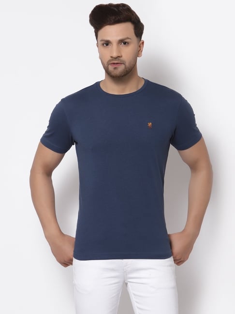 Red Tape Airforce Blue Cotton Regular Fit T-Shirt