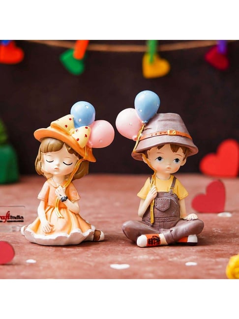 eCraftIndia Multicolor Resin Nordic Style Cute Couple Showpiece Dolls - Set of 2-picture-22