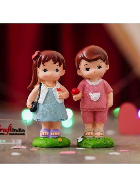 eCraftIndia Multicolor Resin Boy Giving Rose To Girl Cute Couple Showpiece - Set of 2-picture-30