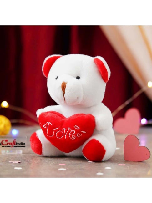 Buy eCraftIndia White Red Fabric Love Heart Cute Teddy Bear at