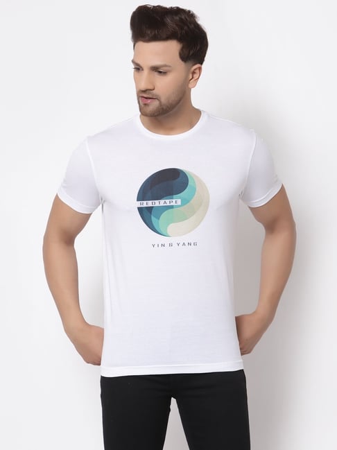 Red Tape White Cotton Regular Fit Printed T-Shirt-picture-43