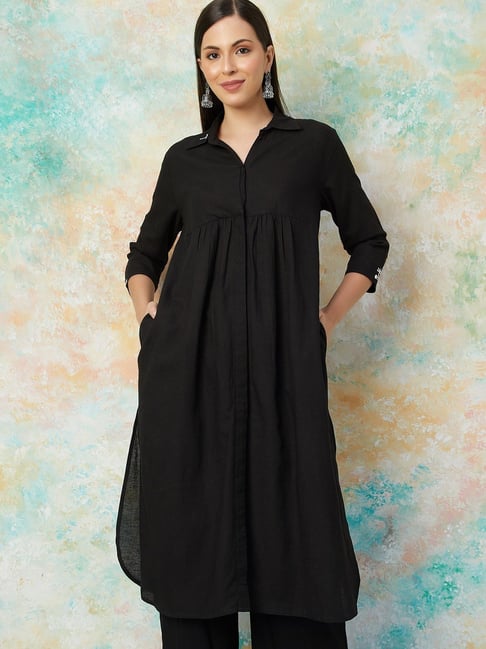 Suit Modern Black Kurta Design For Girl Melange By Lifestyle Black