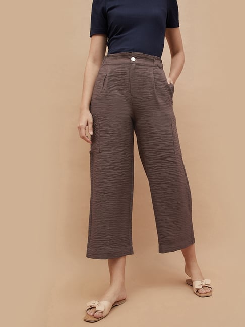 Code by Lifestyle Brown Solid Pants