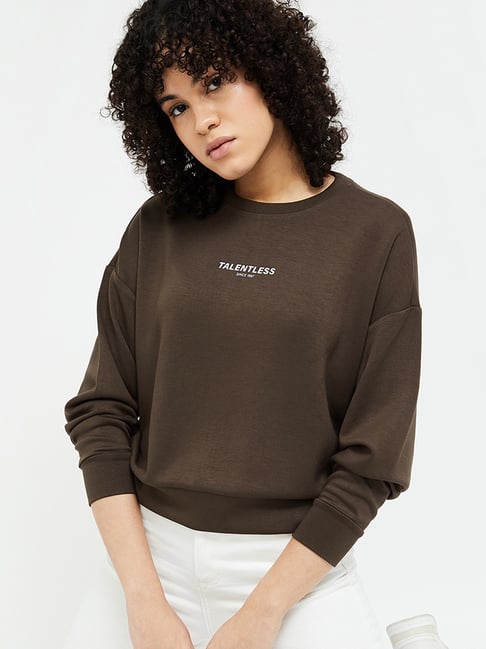 Buy Ginger by Lifestyle Brown Round Neck Sweatshirt for Women