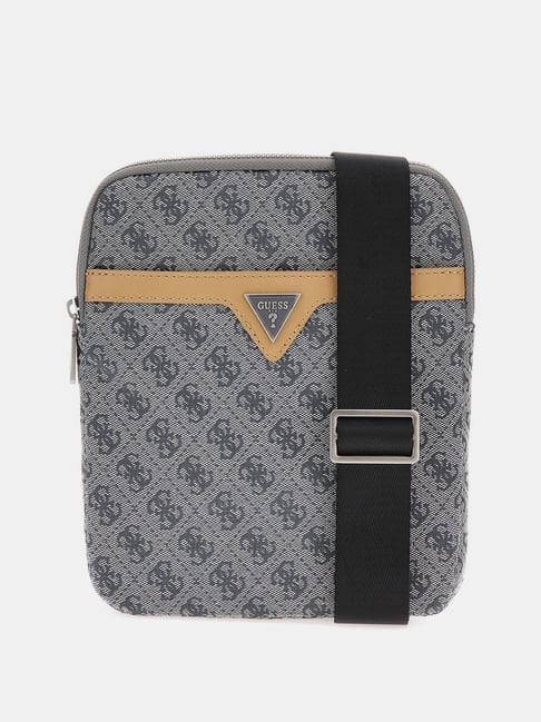 Guess Men Grey Printed PU Crossbody Bag-picture-15